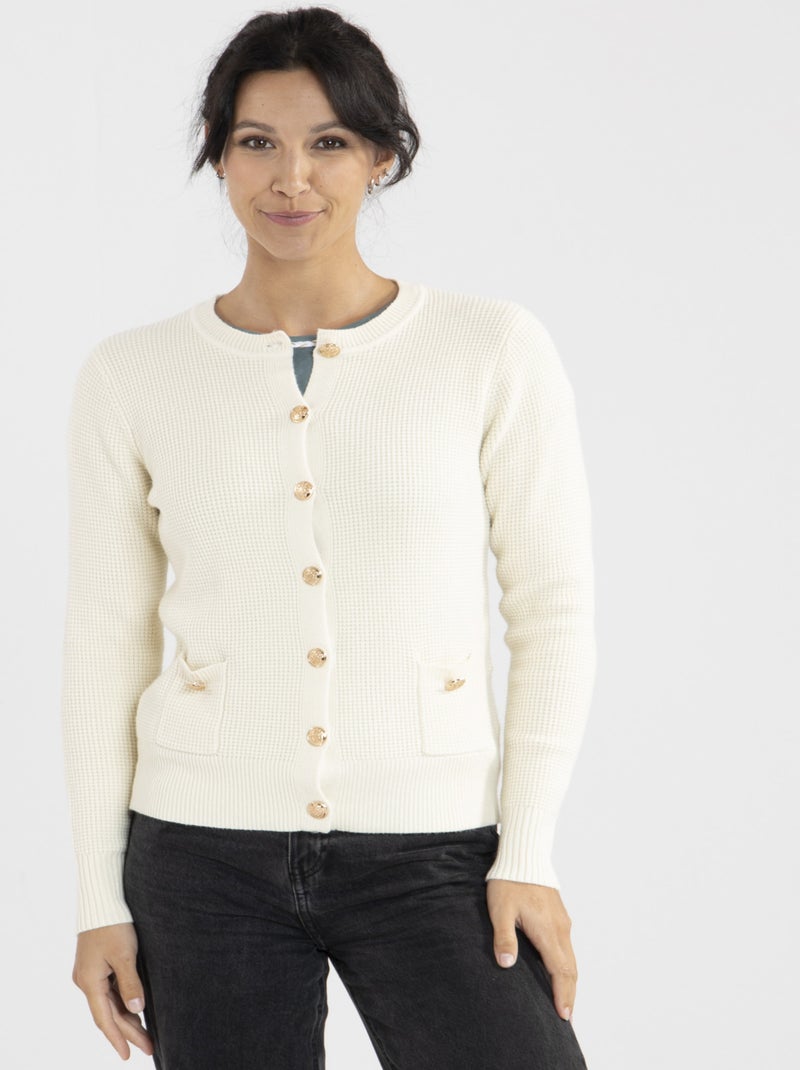 Gilet Chic Ecru Gilets rond Ecru - Kiabi