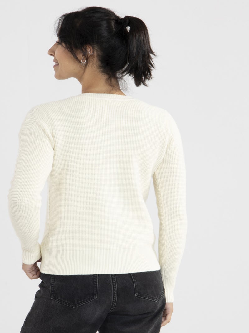 Gilet Chic Ecru Gilets rond Ecru - Kiabi