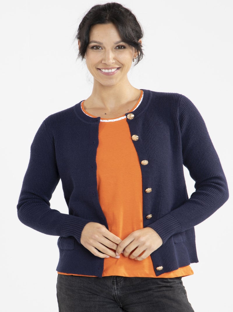 Gilet Chic Marine Gilets rond Bleu marine - Kiabi