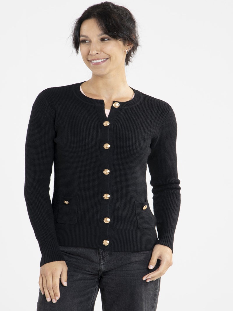 Gilet Chic Noir Gilets rond Noir - Kiabi