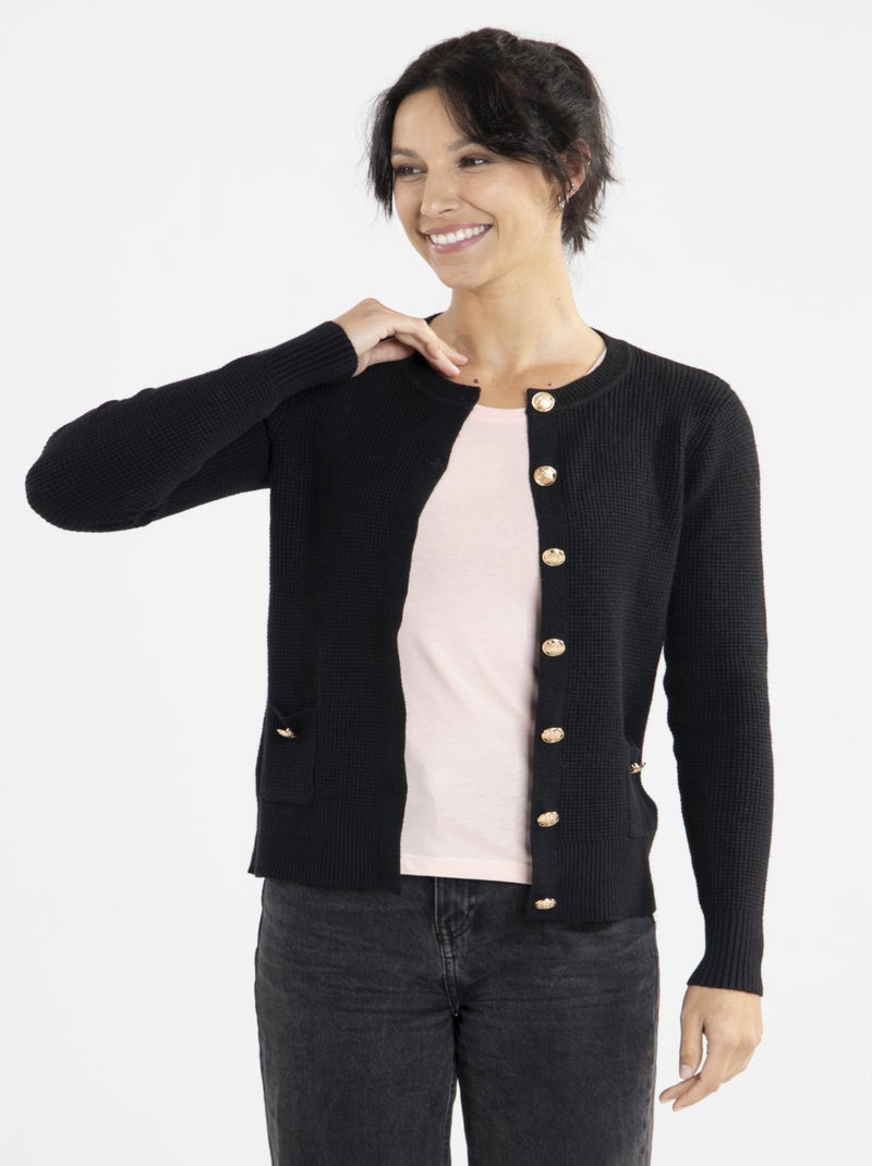 Gilet Chic Noir Gilets rond Noir - Kiabi