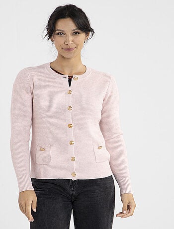 Gilet Chic Rose Avec Col Rond | Gerard Pasquier