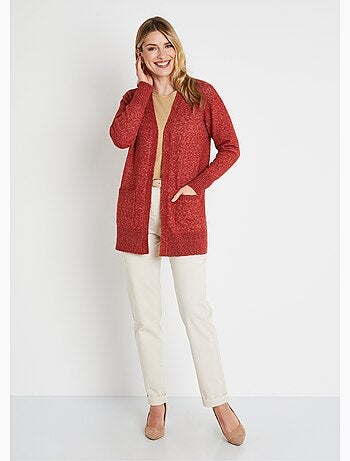 Gilet chiné long bord à bord avec laine - Afibel