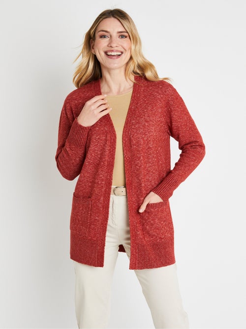 Gilet chiné long bord à bord avec laine - Afibel - Kiabi