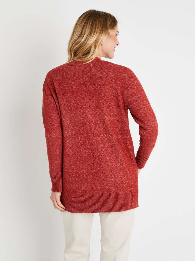 Gilet chiné long bord à bord avec laine - Afibel Brique - Kiabi
