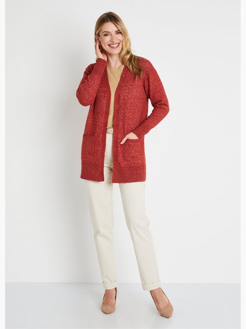 Gilet chiné long bord à bord avec laine - Afibel - Kiabi