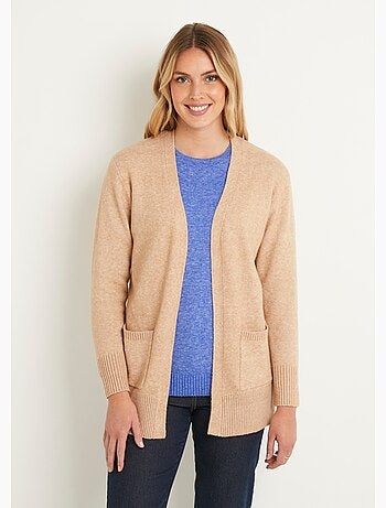 Gilet chiné long bord à bord avec laine - Afibel