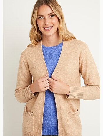 Gilet chiné long bord à bord avec laine - Afibel