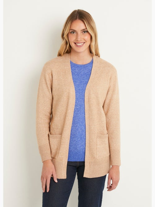 Gilet chiné long bord à bord avec laine - Afibel - Kiabi
