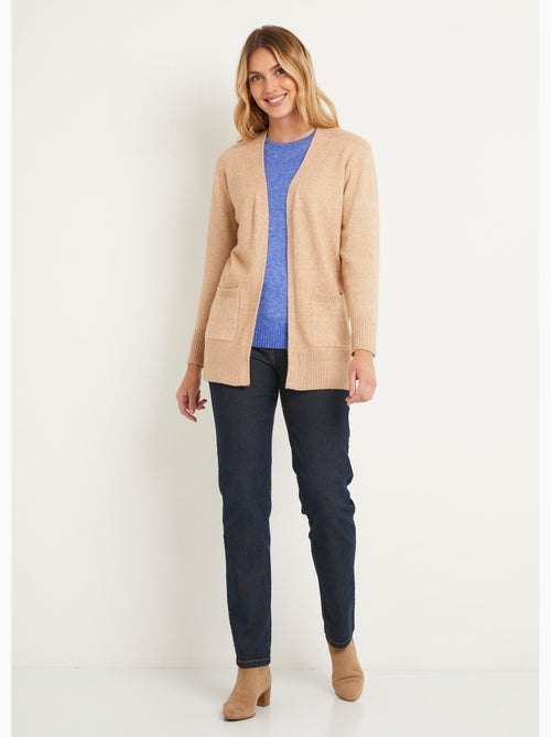 Gilet chiné long bord à bord avec laine - Afibel - Kiabi