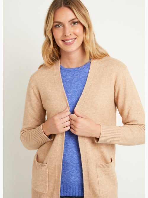 Gilet chiné long bord à bord avec laine - Afibel - Kiabi