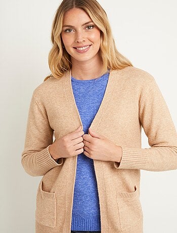 Gilet chiné long bord à bord avec laine