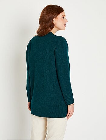 Gilet chiné long bord à bord avec laine