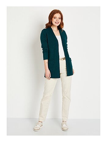 Gilet chiné long bord à bord avec laine