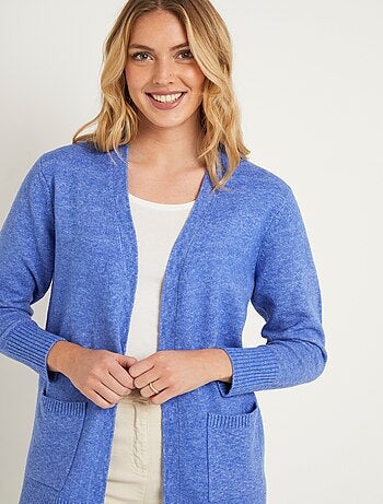 Gilet chiné long bord à bord avec laine