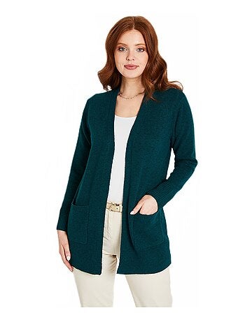 Gilet chiné long bord à bord chaud avec laine