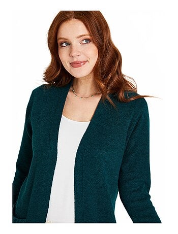 Gilet chiné long bord à bord chaud avec laine