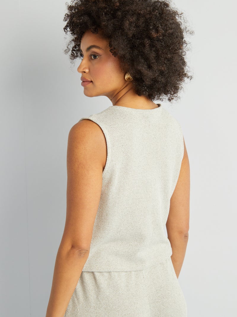 Gilet chiné sans manches Beige - Kiabi