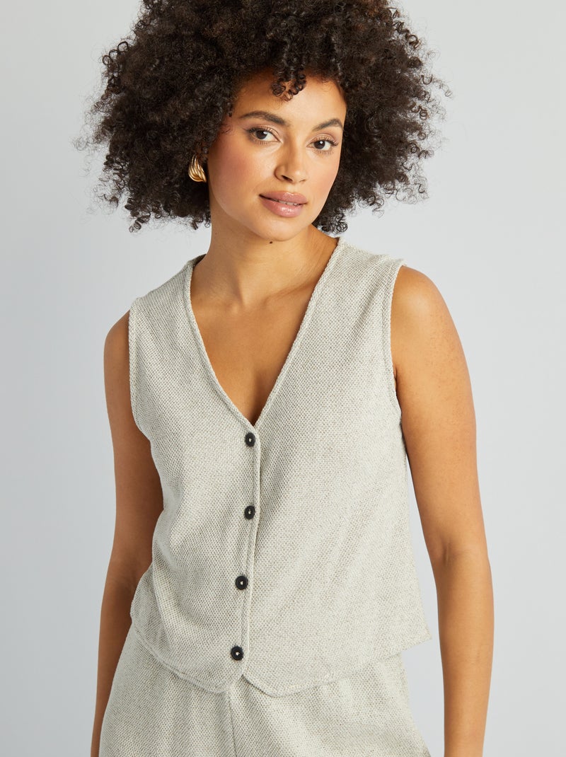 Gilet chiné sans manches Beige - Kiabi
