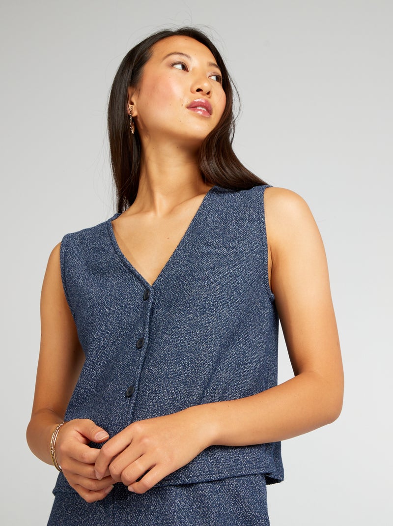 Gilet chiné sans manches Bleu - Kiabi