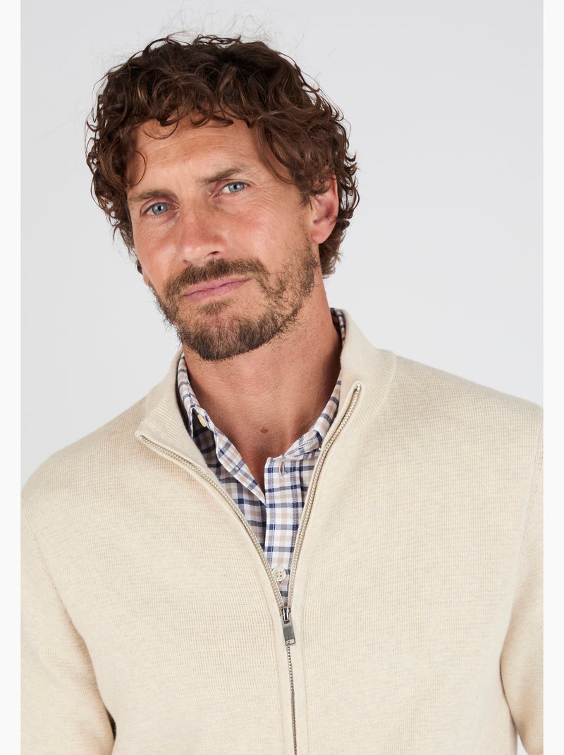 Gilet chiné zippé col montant - Damart Marron - Kiabi