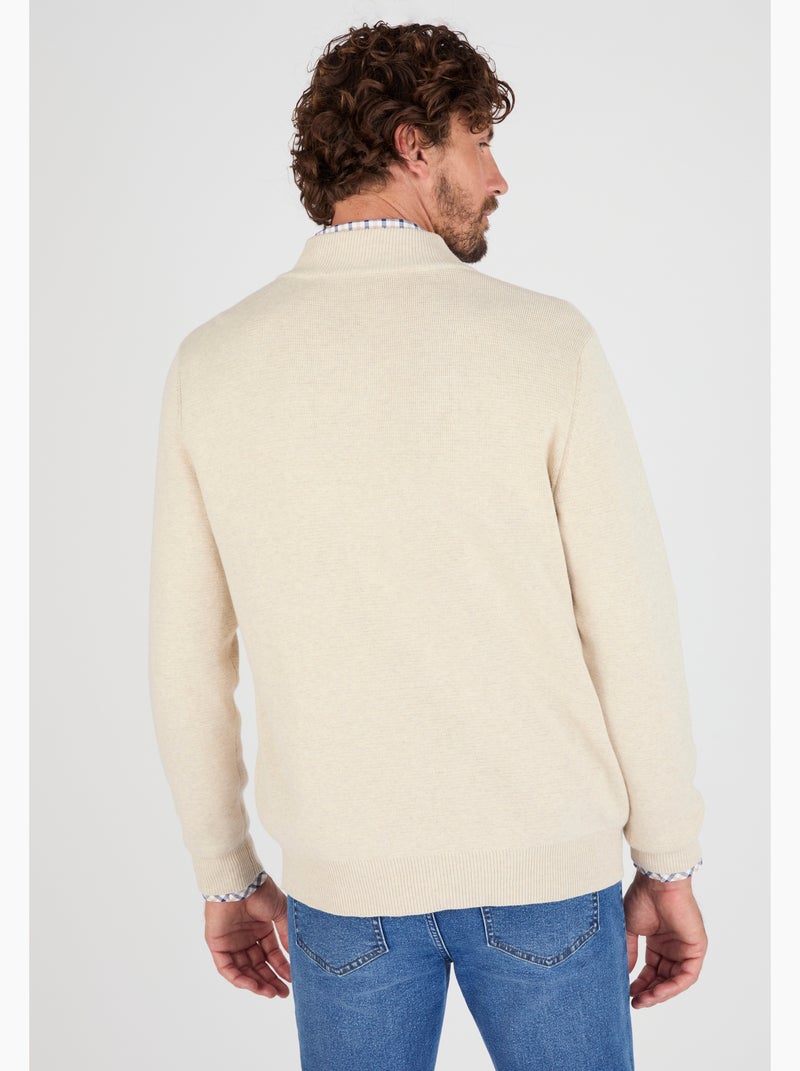Gilet chiné zippé col montant - Damart Marron - Kiabi
