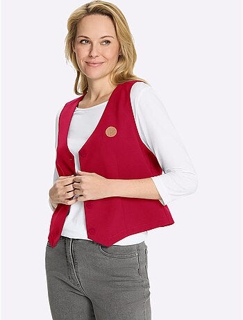 Gilet légèrement cintré avec col en v et bouton - taille standard - moda vilona