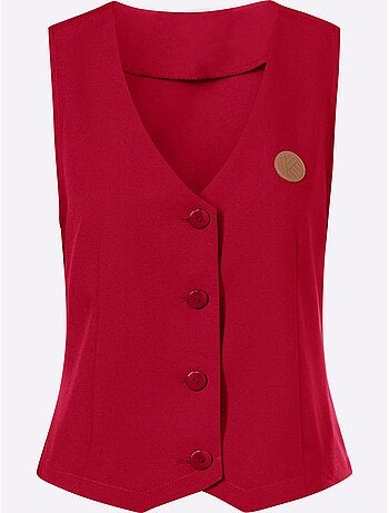 Gilet légèrement cintré avec col en v et bouton - taille standard - moda vilona