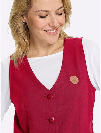 Gilet légèrement cintré avec col en v et bouton - taille standard - moda vilona
