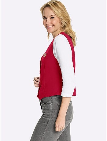 Gilet légèrement cintré avec col en v et bouton - taille standard - moda vilona