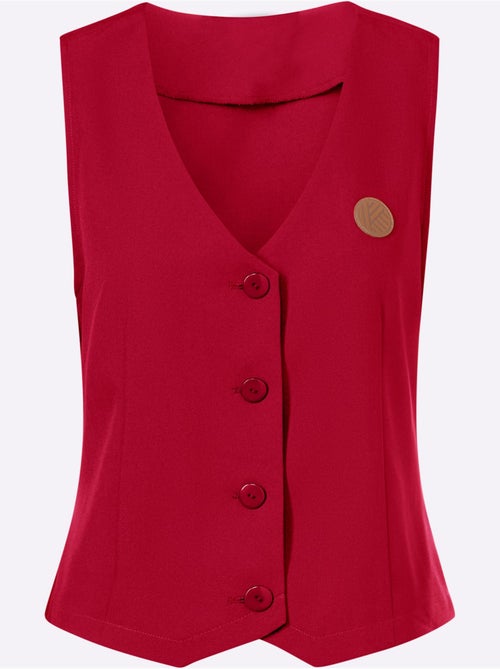 Gilet cintré à boutons et col v avec application décorative - taille standard - moda vilona - Kiabi