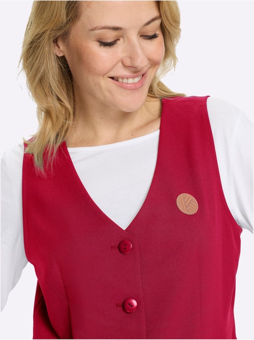 Gilet cintré à boutons et col v avec application décorative - taille standard - moda vilona - Kiabi