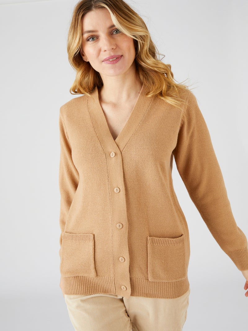 Gilet classique maille jersey  - Damart Beige - Kiabi