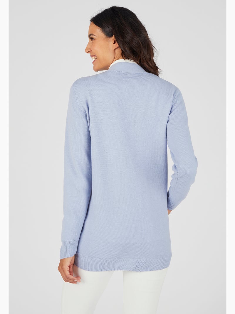 Gilet classique maille jersey  - Damart Bleu clair - Kiabi