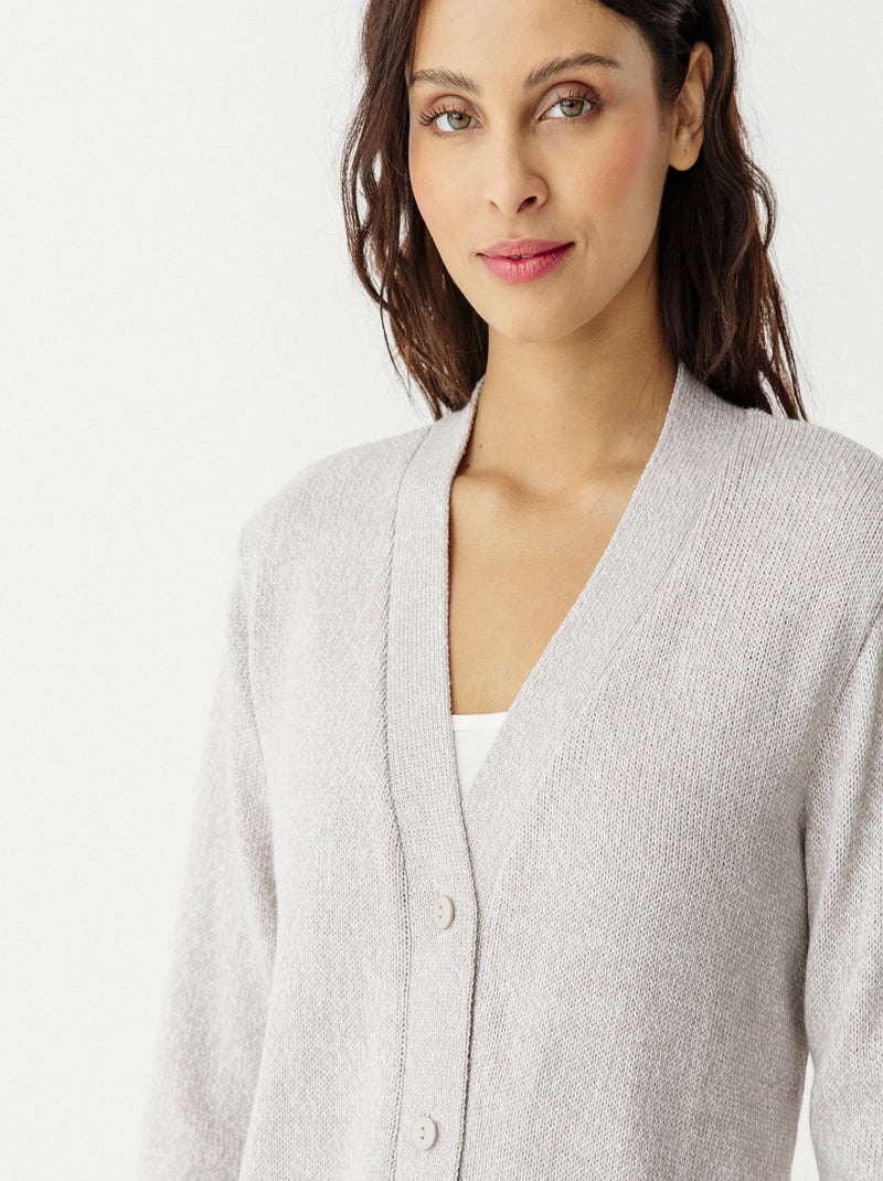 Gilet classique maille jersey  - Damart Gris clair - Kiabi