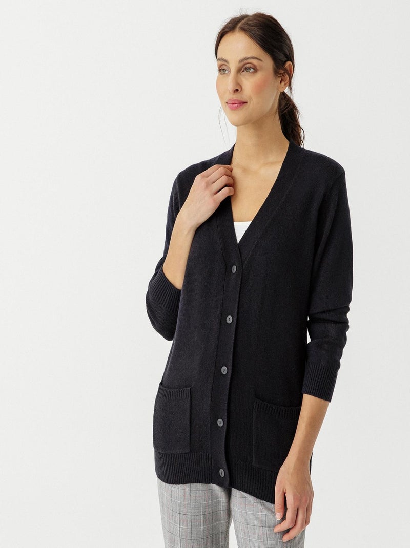 Gilet classique maille jersey  - Damart Noir - Kiabi