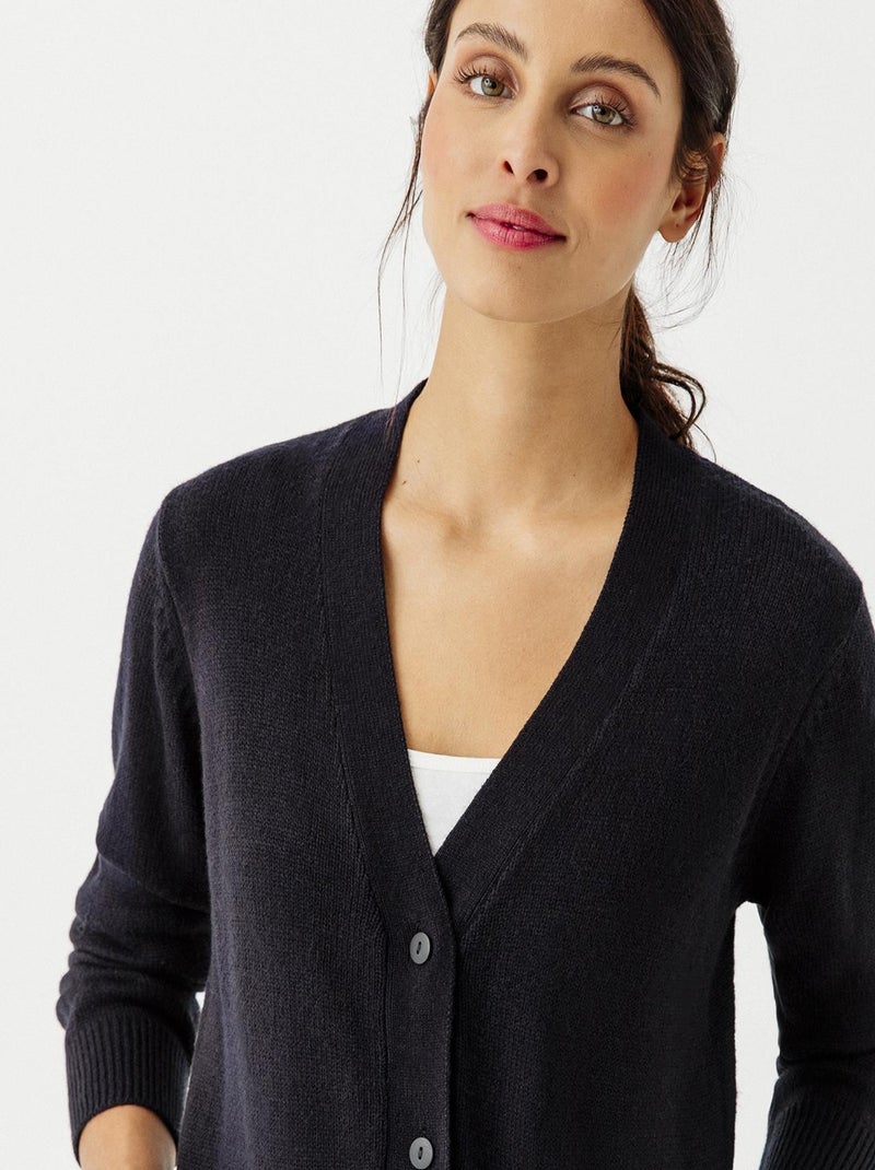 Gilet classique maille jersey  - Damart Noir - Kiabi