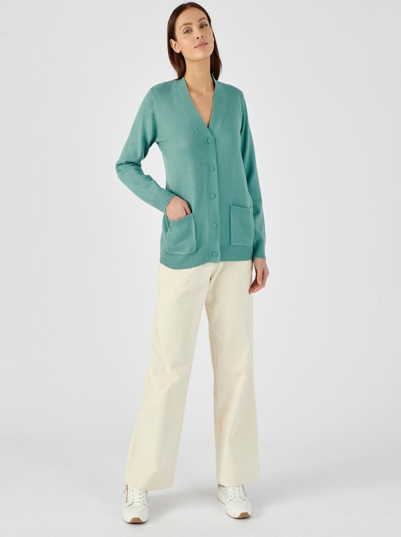 Gilet classique maille jersey  - Damart Vert - Kiabi