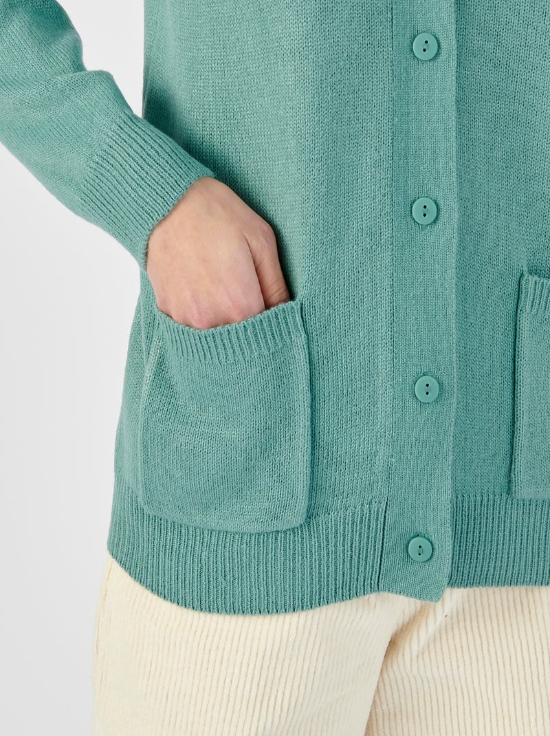 Gilet classique maille jersey  - Damart Vert pastel - Kiabi
