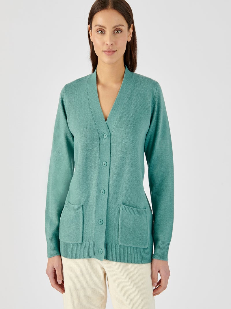 Gilet classique maille jersey  - Damart Vert pastel - Kiabi