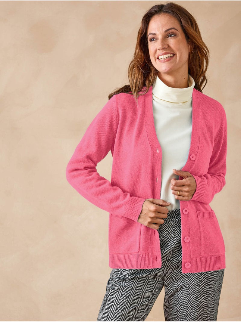 Gilet classique manches longues - DAXON Rose fushia - Kiabi