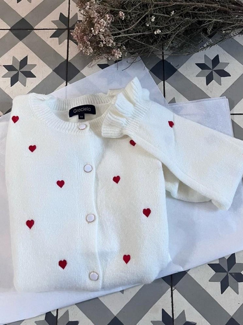 Gilet cœur Louise Blanc - Kiabi