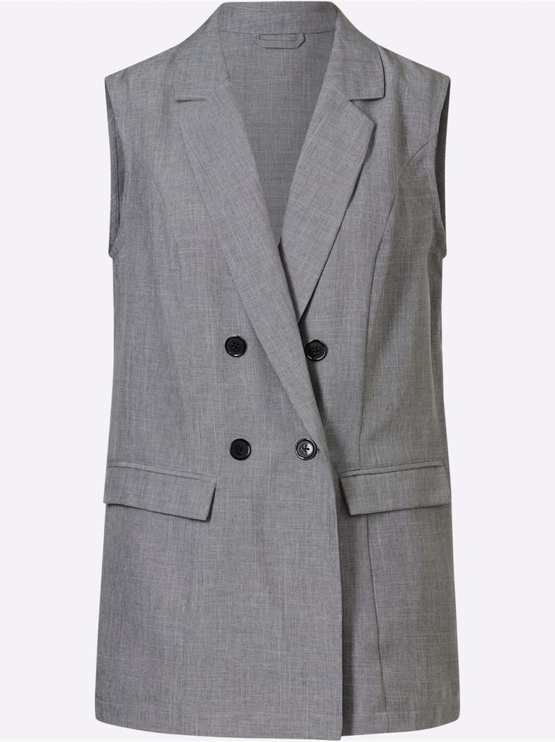 Gilet Col à Revers à Effet Affinant - Taille Standard - Moda Vilona Gris clair - Kiabi