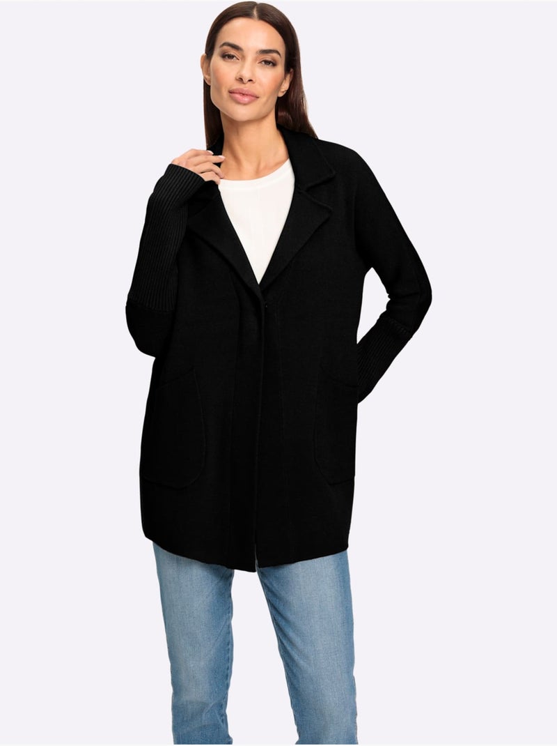 Gilet Col à Revers élégant - Taille Standard - helline Noir - Kiabi