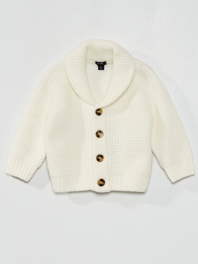 Gilet col châle en maille blanc - Kiabi