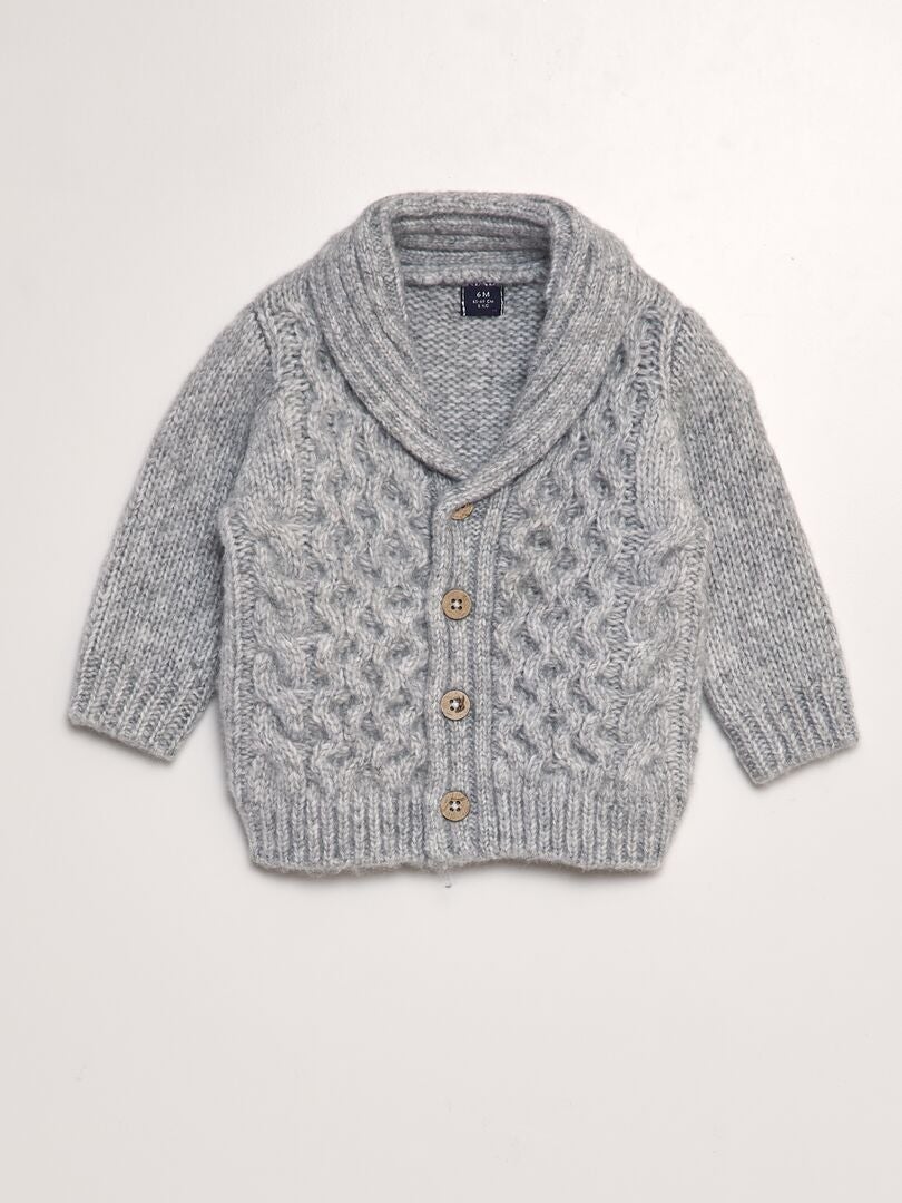 Gilet col chale en maille tricot Gris Kiabi 12.00