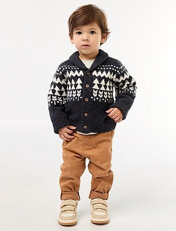Gilet col chale jacquard