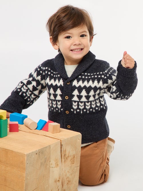 Gilet col chale jacquard - Kiabi