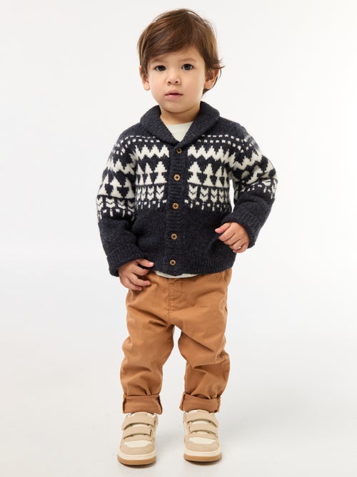 Gilet col chale jacquard - Kiabi