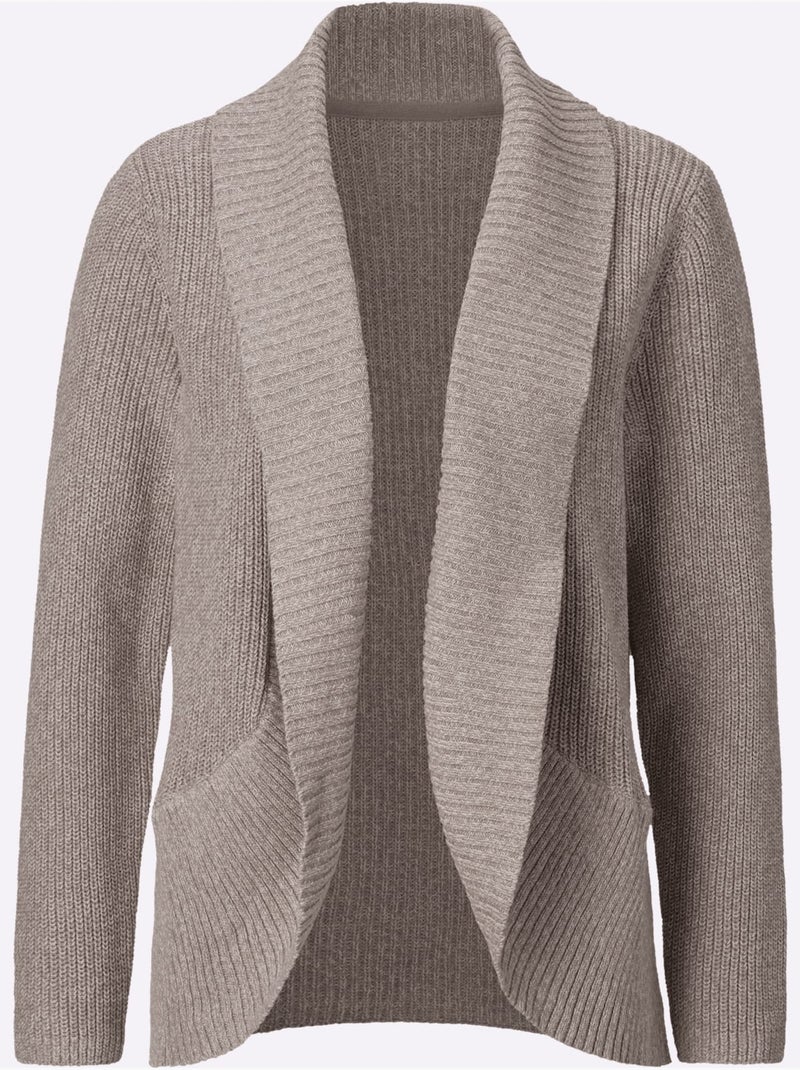 Gilet Col Châle Mode - Taille Standard - Moda Vilona Gris Ecru - Kiabi